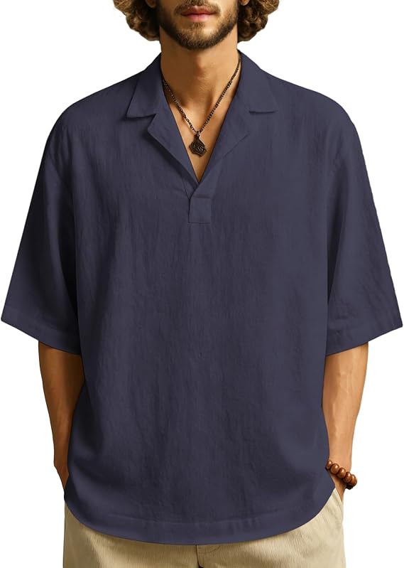 MARSVOVO Mens Summer T-Shirt Classic Solid Collar